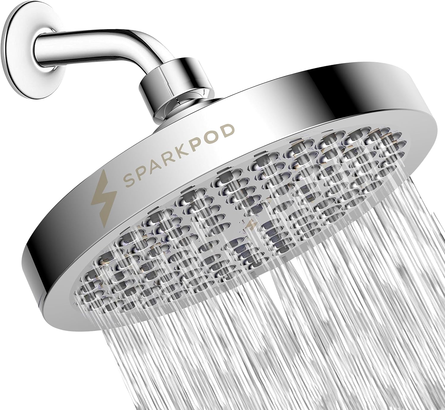 SparkPod 6-Inch Round Rain Shower Head, Polished Chrome