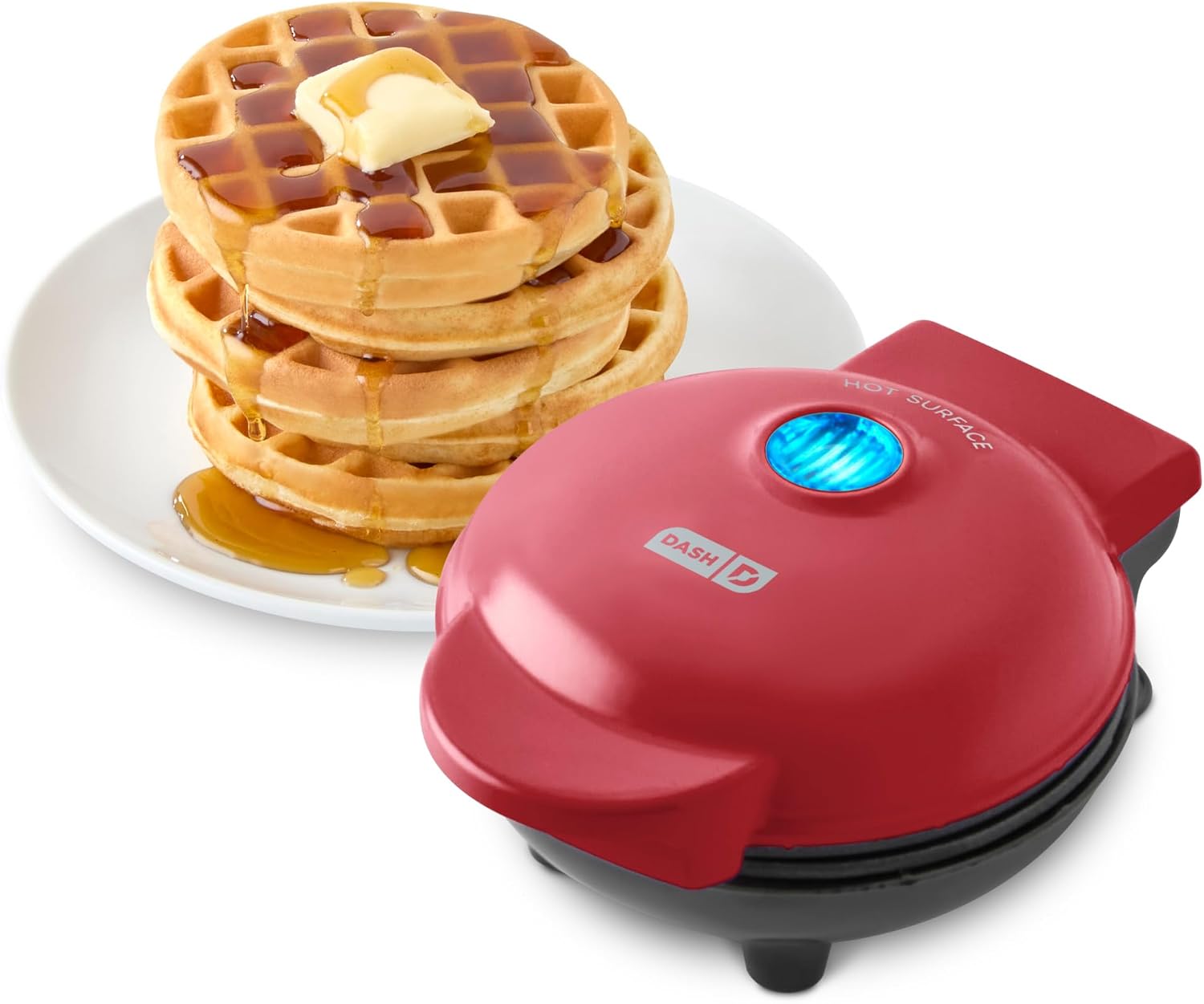 Dash Mini Waffle Maker, 4-Inch, Red