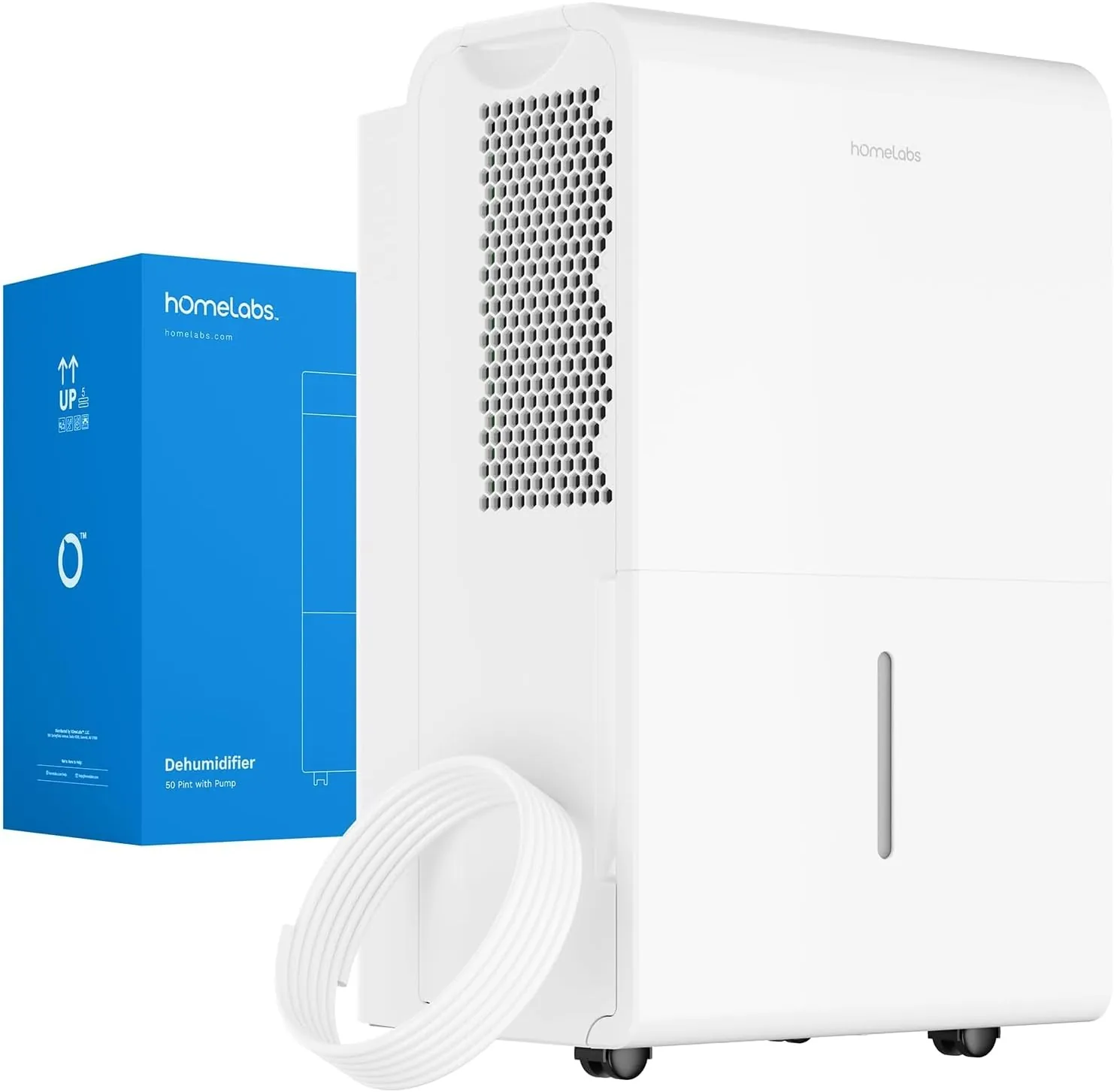 hOmeLabs 50 Pint Dehumidifier with Pump, 7,500 Sq Ft