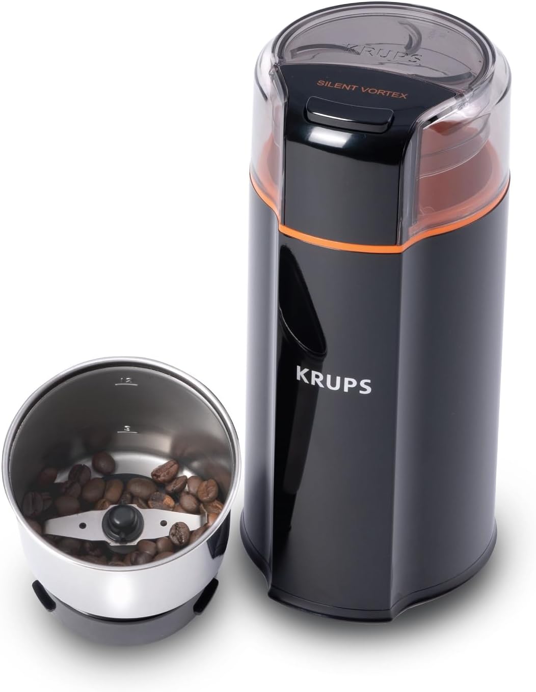 KRUPS Silent Vortex Electric Coffee Grinder, 3 oz, Removable Bowl