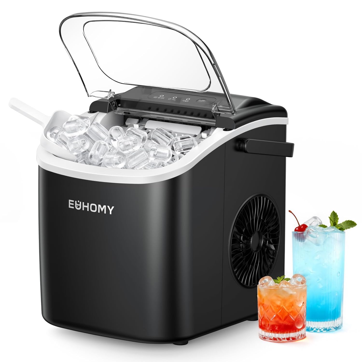 EUHOMY Countertop Ice Maker with Handle, 26 lb