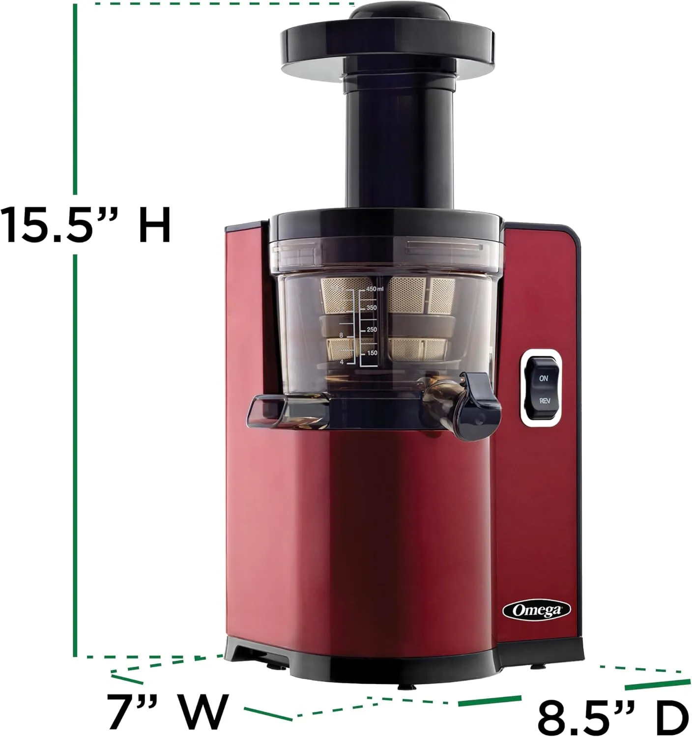 Omega Pure Press VSJ843QR Vertical Cold Press Juicer, Red