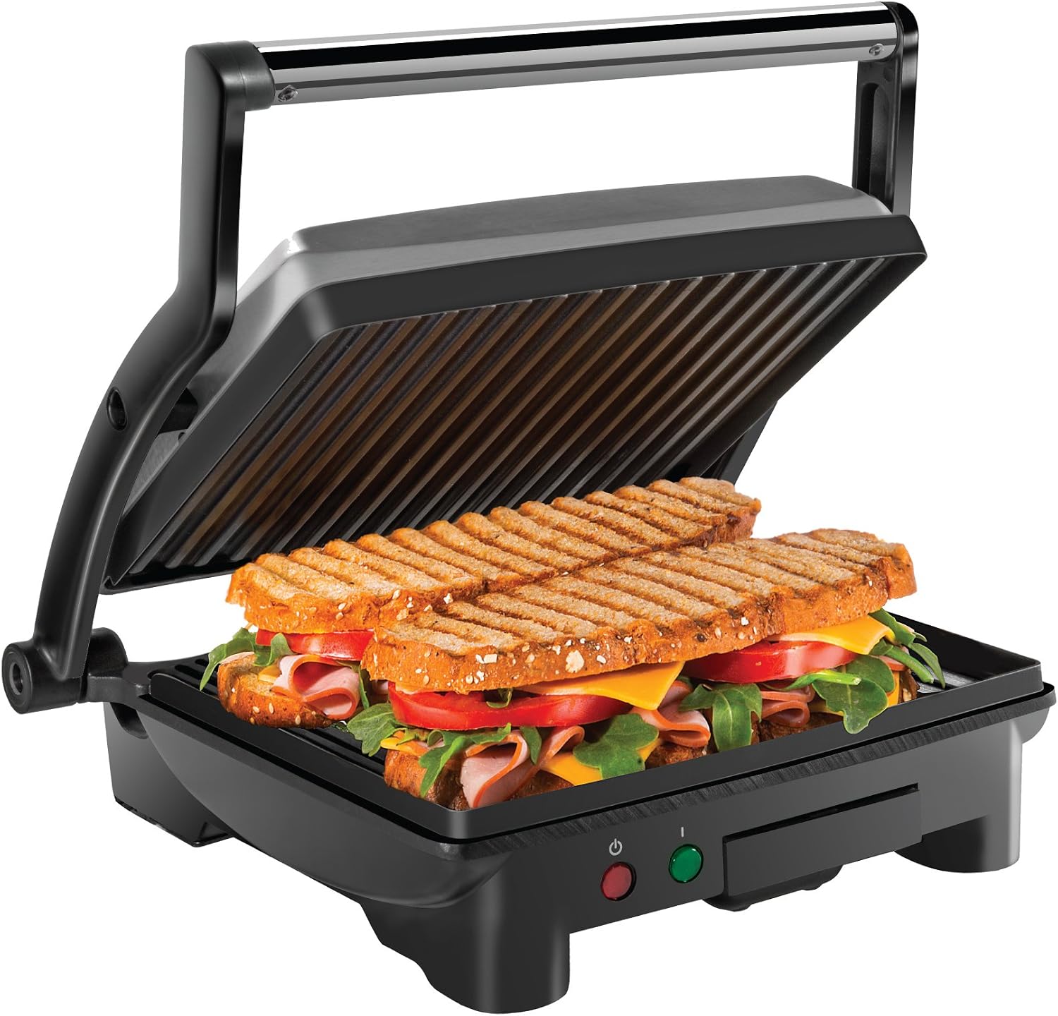Chefman 4-Slice Panini Press Grill, 180 Degrees, Stainless